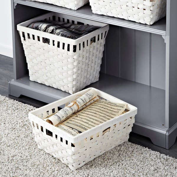 KNARRA basket, white, 38x29x16 cm