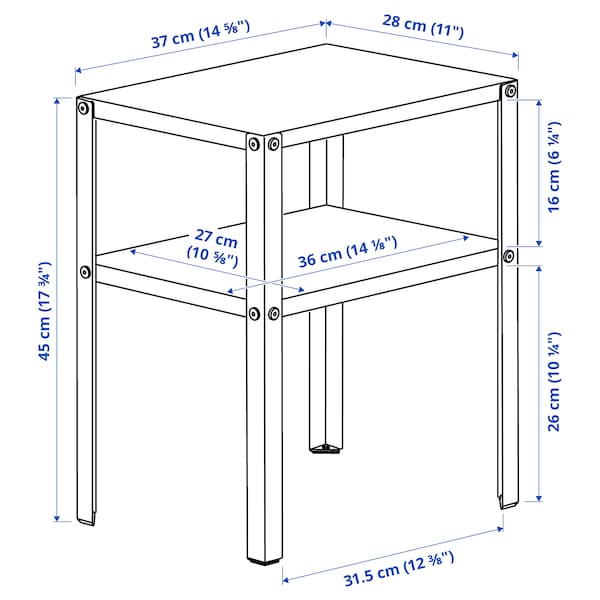 Ikea KNARREVIK - Bedside table, black, 37x28 cm