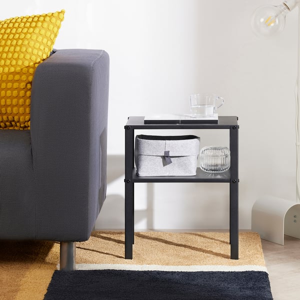 KNARREVIK bedside table, black, 37x28 cm