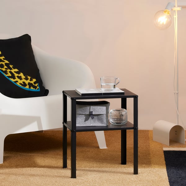 KNARREVIK - KNARREVIK Bedside table, black, 37x28 cm