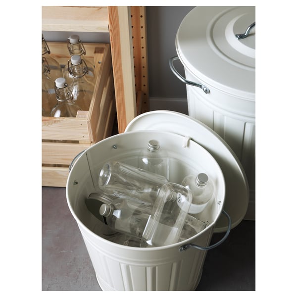 KNODD bin with lid, white, 16 l