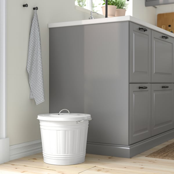 KNODD bin with lid, white, 16 l