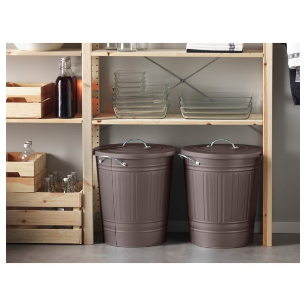 KNODD - KNODD Bin with lid, grey, 40 l