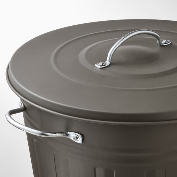 KNODD - KNODD Bin with lid, grey, 40 l