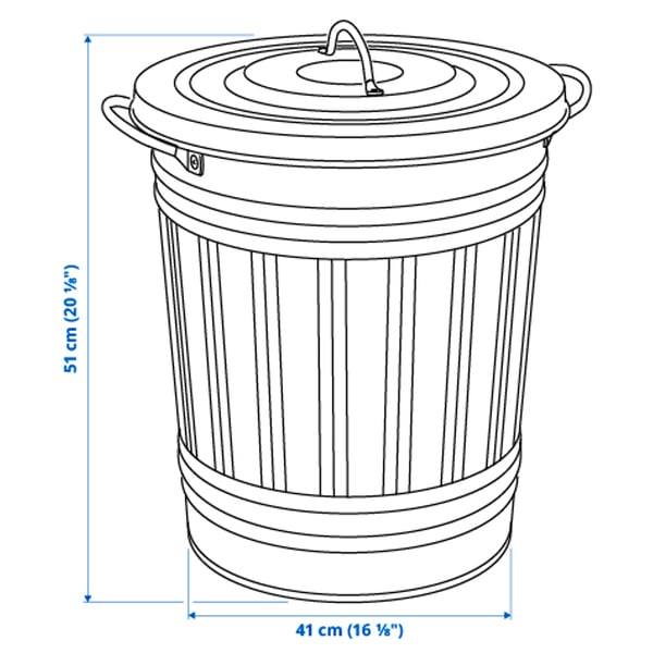 KNODD - KNODD Bin with lid, grey, 40 l