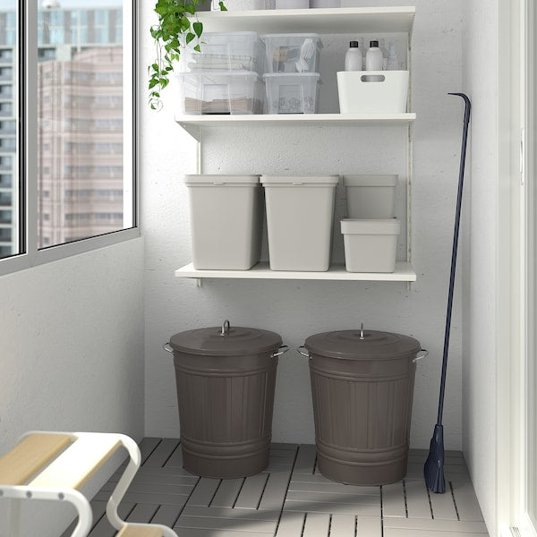 KNODD - Bin with lid, grey, 40 l