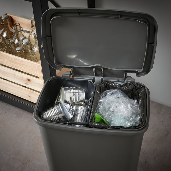 KNÖCKLA - KNÖCKLA Pedal bin, dark grey, 25 l