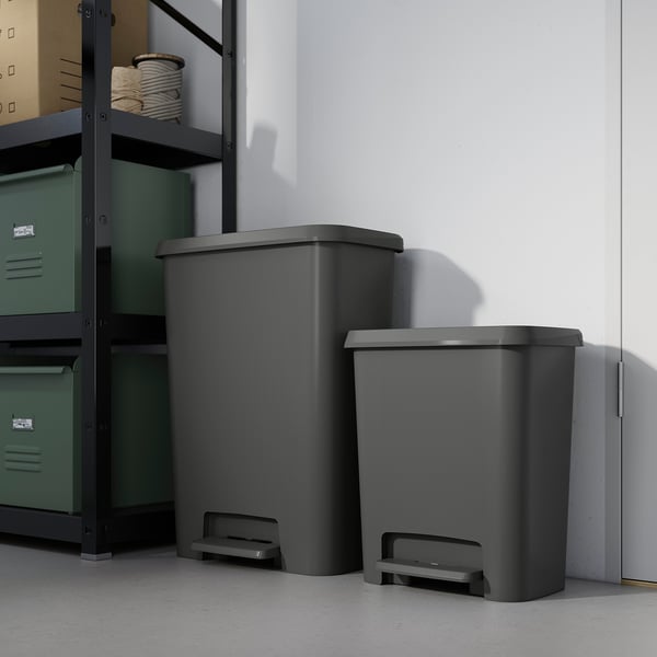 KNÖCKLA pedal bin, dark grey, 50 l