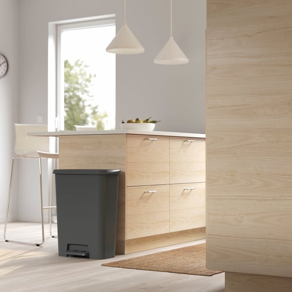 KNÖCKLA pedal bin, dark grey, 50 l