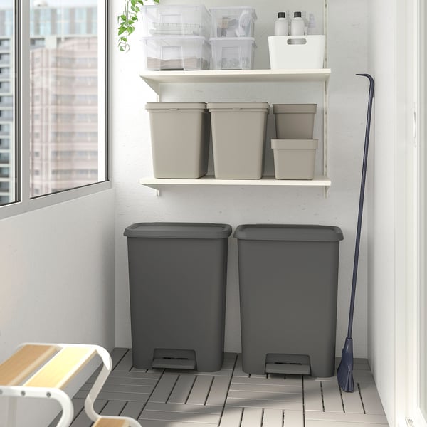 KNÖCKLA pedal bin, dark grey, 50 l