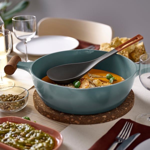 KNORRHANE deep spoon for cooking, dark grey-brown/red-brown, 31 cm