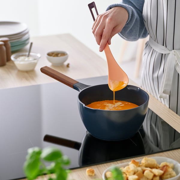KNORRHANE spoon for cooking, light orange/dark red, 33 cm