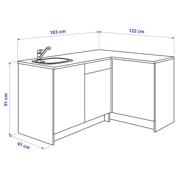 Ikea KNOXHULT Corner kitchen - white 183x122x91 cm ,