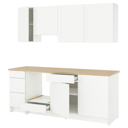 KNOXHULT - Kitchen, white frame, 220x61x220 cm - Wall unit height: 75 cmBase cabinet height: 90 cmWidth: 220.0 cmHeight: 220.0 cmSystem depth: 61.0 cm