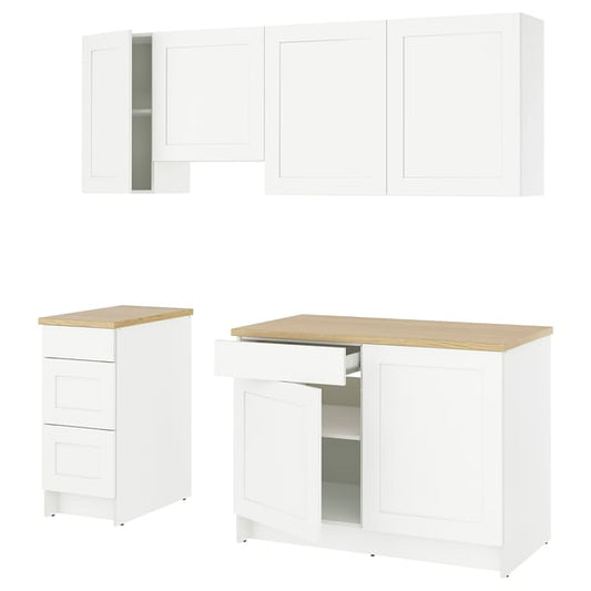 KNOXHULT - Kitchen, white frame, 220x61x220 cm - Wall unit height: 75 cmBase unit height: 90 cmWidth: 220.0 cmHeight: 220.0 cmSystem depth: 61.0 cm