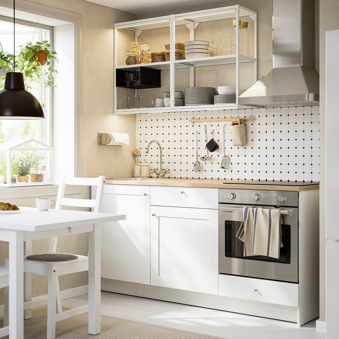 KNOXHULT kitchen, white frame, 180x61x220 cm