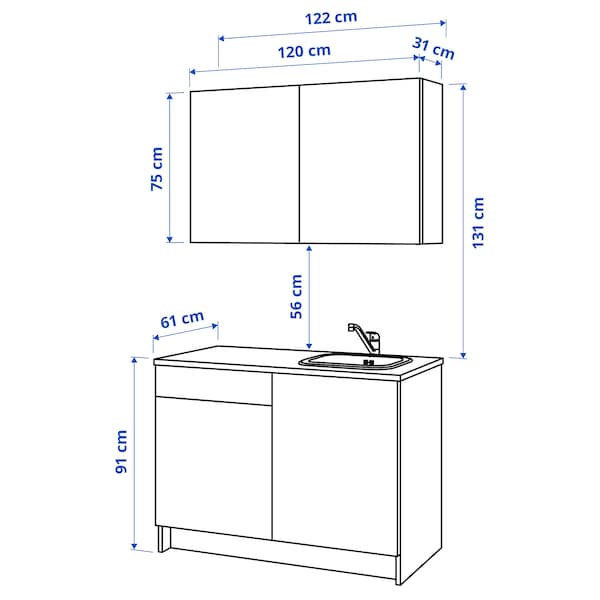 KNOXHULT Kitchen - white 120x61x220 cm , 120x61x220 cm