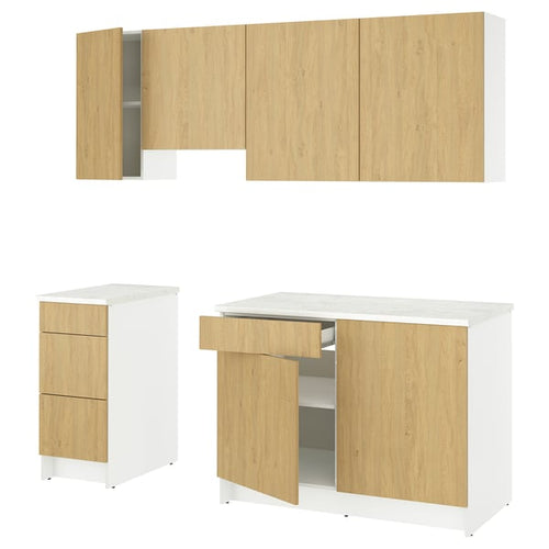 KNOXHULT - Kitchen, oak effect, 220x61x220 cm - Wall unit height: 75 cmBase unit height: 90 cmWidth: 220.0 cmHeight: 220.0 cmSystem depth: 61.0 cm