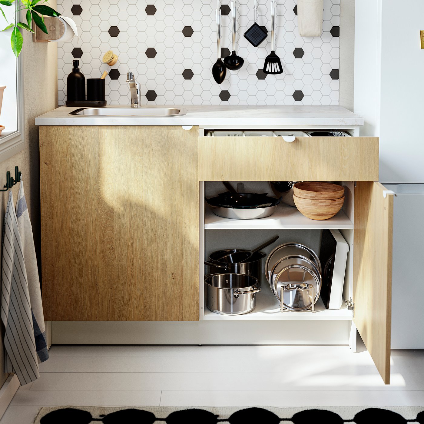 KNOXHULT kitchen, oak effect, 120x61x220 cm