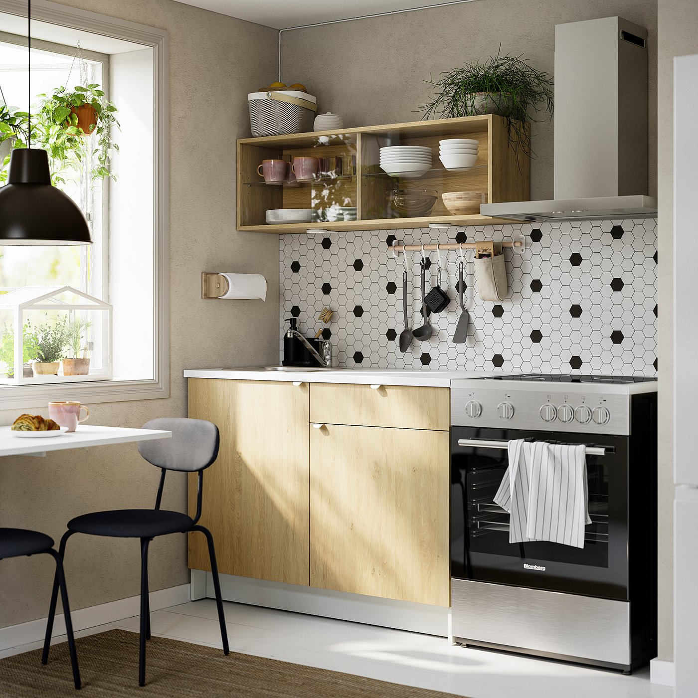 KNOXHULT kitchen, oak effect, 120x61x220 cm