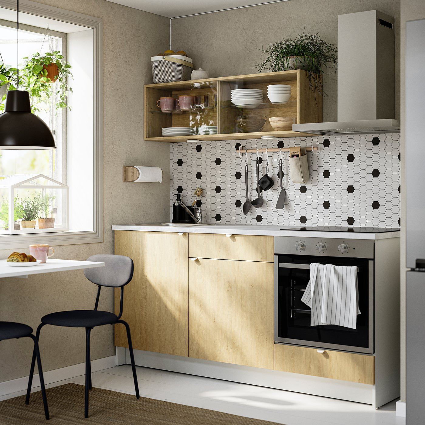 KNOXHULT kitchen, oak effect, 180x61x220 cm