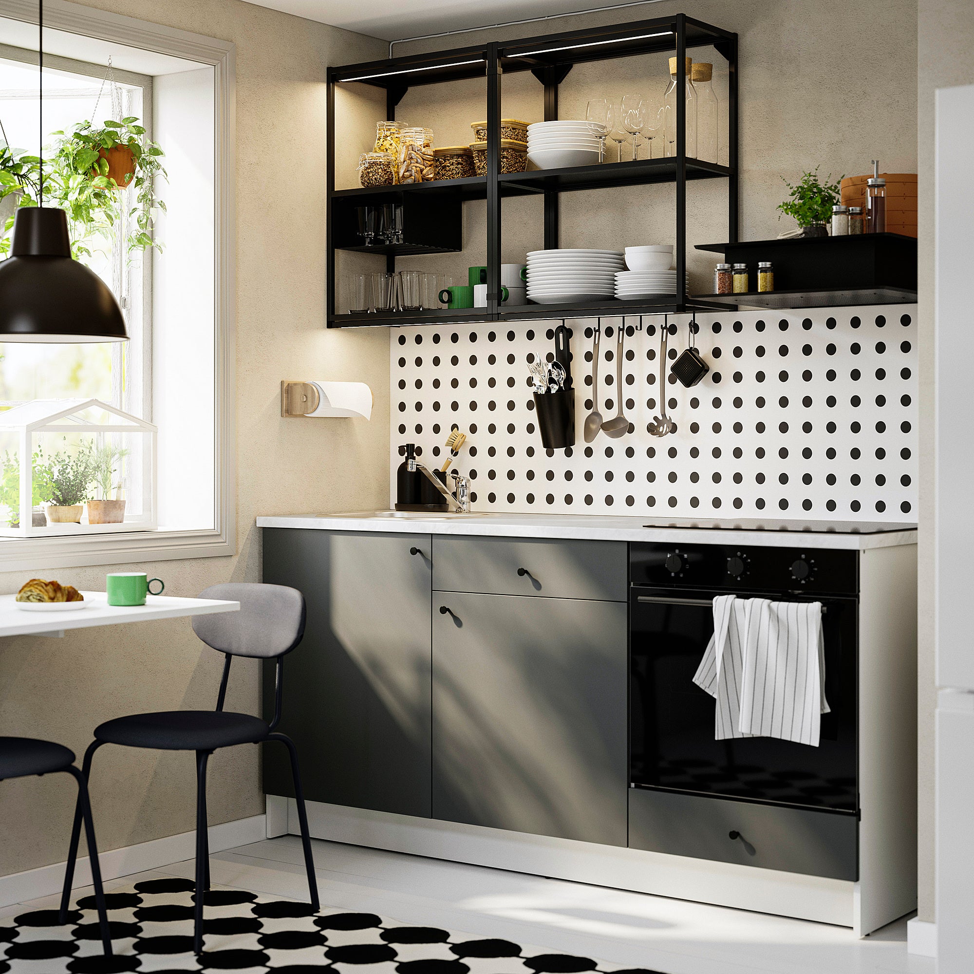 KNOXHULT kitchen, dark grey, 180x61x220 cm