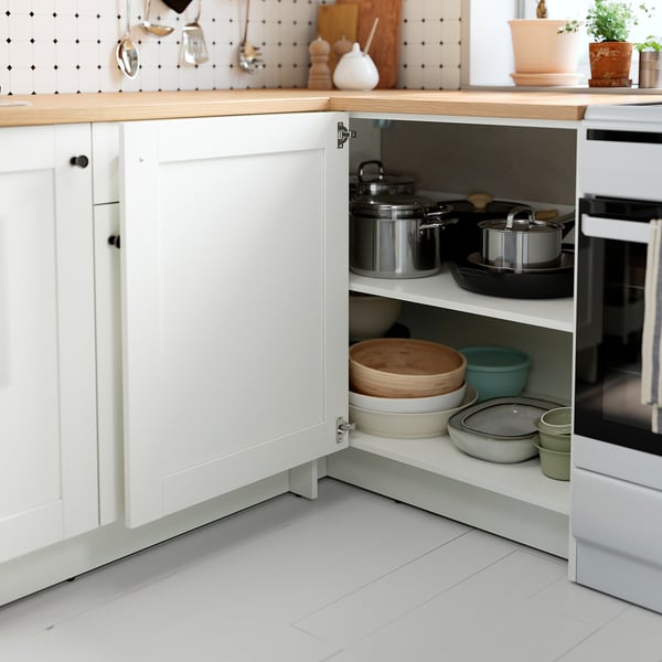 KNOXHULT - Corner Base Cabinet, white frame,100x91 cm