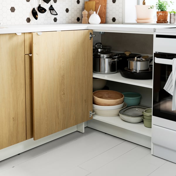 KNOXHULT corner base cabinet, oak effect, 100x91 cm