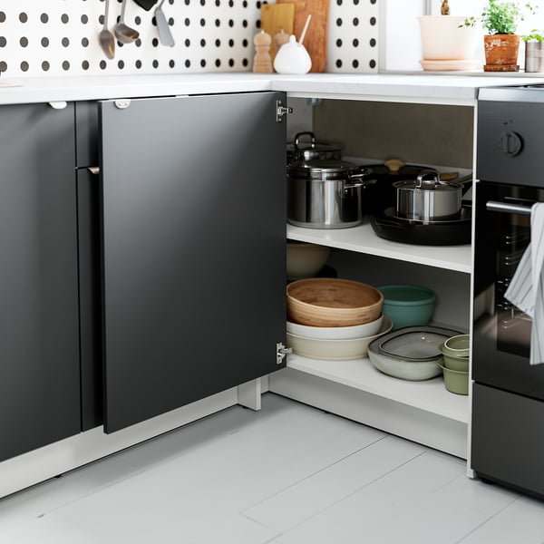 KNOXHULT - KNOXHULT Corner base cabinet, dark grey, 100x91 cm