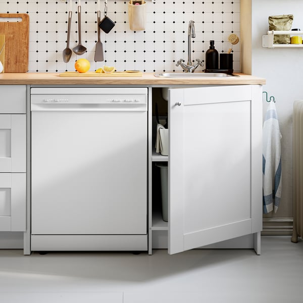KNOXHULT base cabinet with door and niche, white frame, 120x61x91 cm