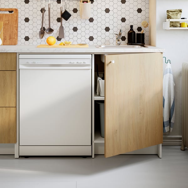 KNOXHULT base cabinet with door and niche, oak effect, 120x61x91 cm