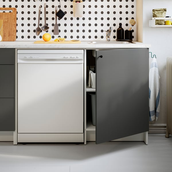 KNOXHULT base cabinet with door and niche, dark grey, 120x61x91 cm
