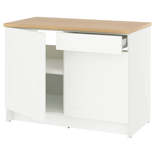 KNOXHULT - Base cabinet with doors and drawer, white frame, 120 cm - Worktop length: 122.0 cmWidth: 120 cmDepth: 61.0 cmHeight: 91.0 cm