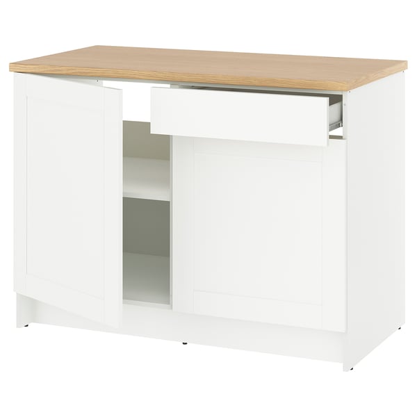 KNOXHULT base cabinet with doors and drawer, white frame, 120 cm
