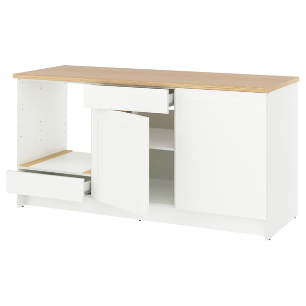 KNOXHULT - KNOXHULT Base cabinet with doors and drawer, white frame, 180 cm
