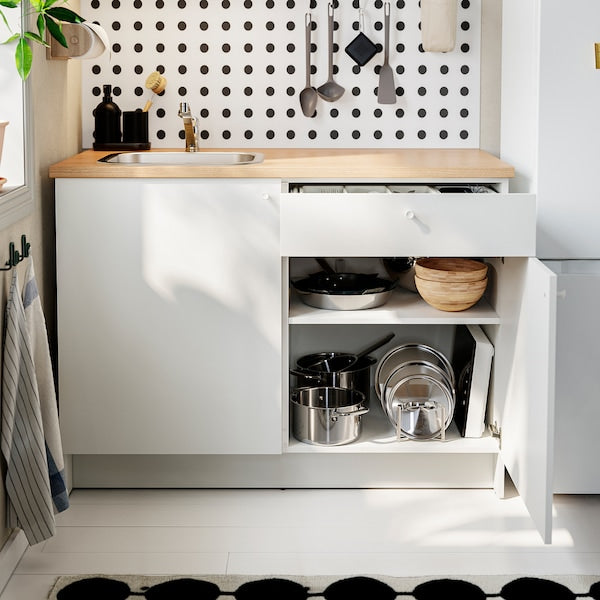 KNOXHULT base cabinet with doors and drawer, white, 120 cm