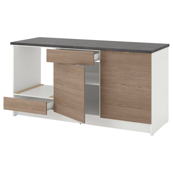 KNOXHULT base cabinet with doors and drawer, wood effect/grey