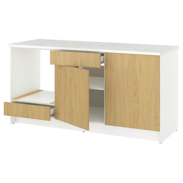 KNOXHULT - KNOXHULT Base cabinet with doors and drawer, oak effect, 180 cm
