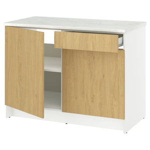 KNOXHULT base cabinet with doors and drawer, oak effect, 120 cm