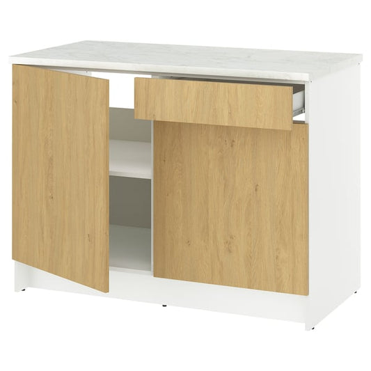 KNOXHULT - KNOXHULT Base cabinet with doors and drawer, oak effect, 120 cm
