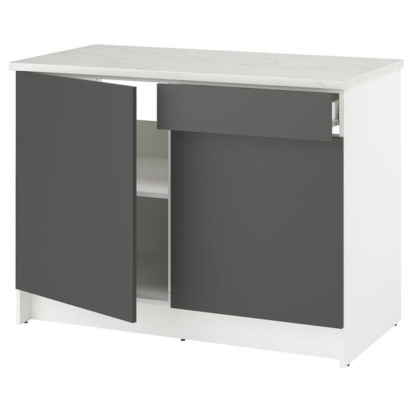 KNOXHULT base cabinet with doors and drawer, dark grey, 120 cm