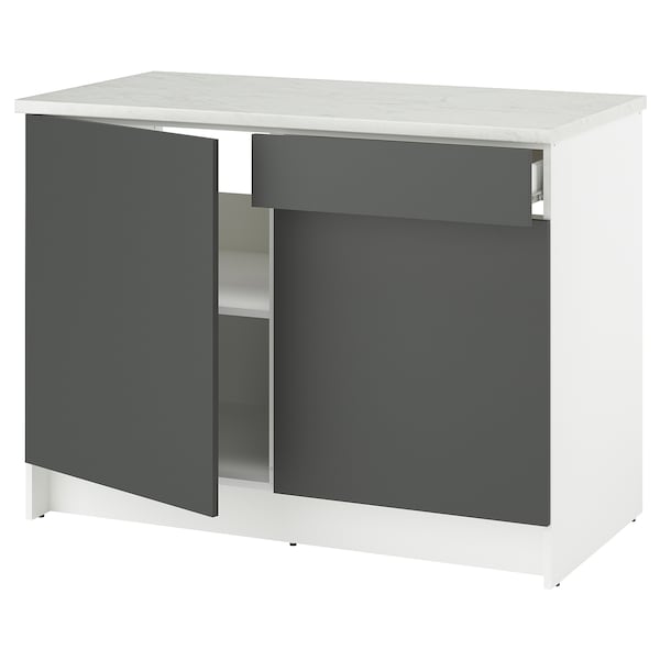 KNOXHULT - Base cabinet with doors and drawer, dark gray,120 cm