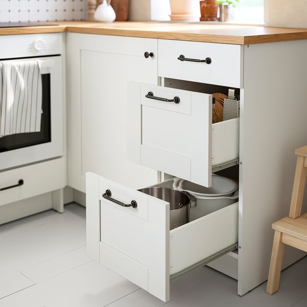 KNOXHULT base cabinet with drawers, white frame, 40 cm
