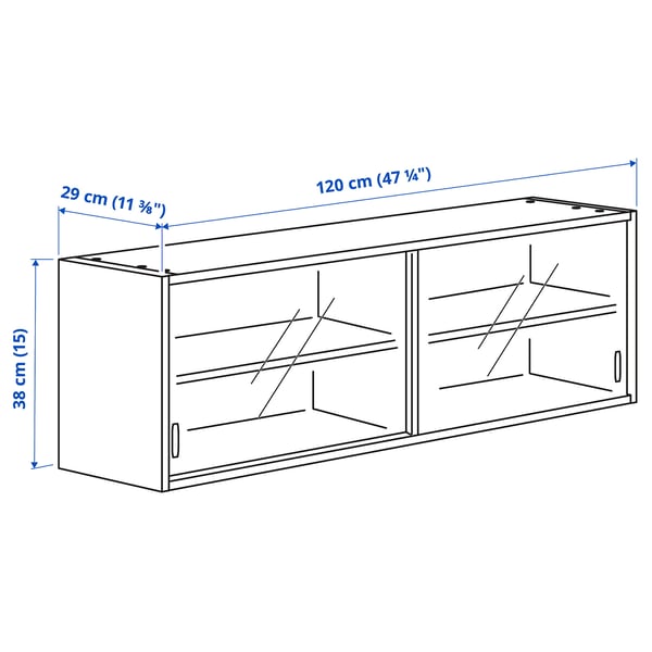 KNOXHULT wall cabinet with sliding doors, white, 120x29x37.5 cm