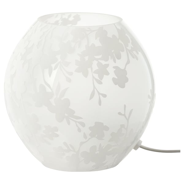 KNUBBIG table lamp, cherry-blossoms white, 18 cm