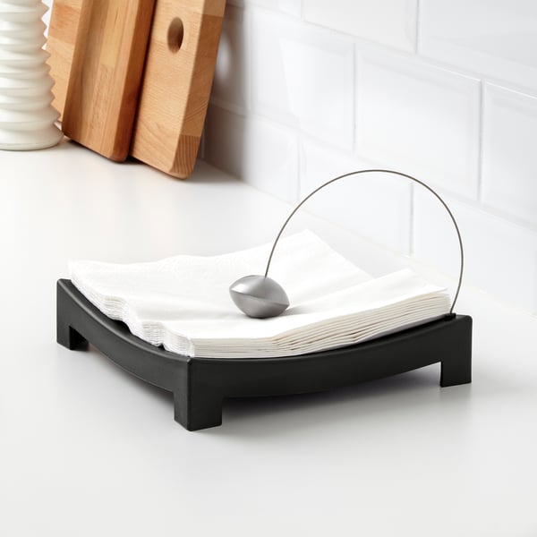 KNYCK napkin holder, black, 22x22 cm