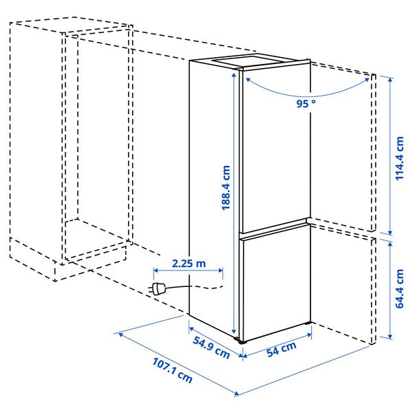 KÖLDGRADER - Fridge/freezer, IKEA 750 integrated, 216/62 l