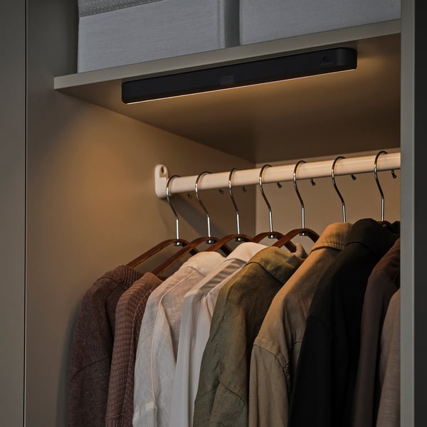 KÖLVATTEN LED lighting with sensor, grey/battery-operated, 30 cm