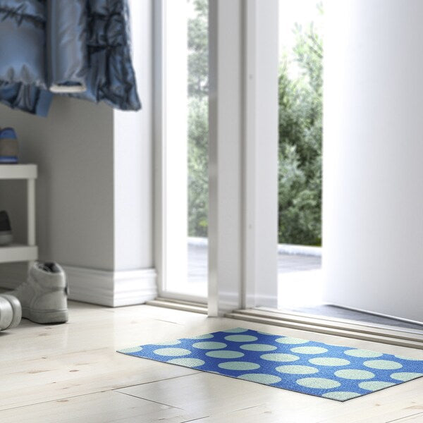 KÖRFÄLTSPIL - Door mat, blue green/circle pattern, 40x60 cm