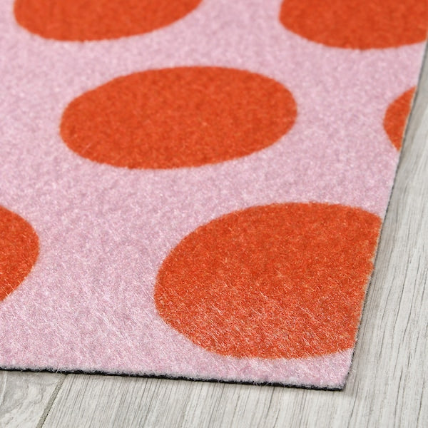 KÖRFÄLTSPIL - Door mat, pink orange/circle pattern, 40x60 cm